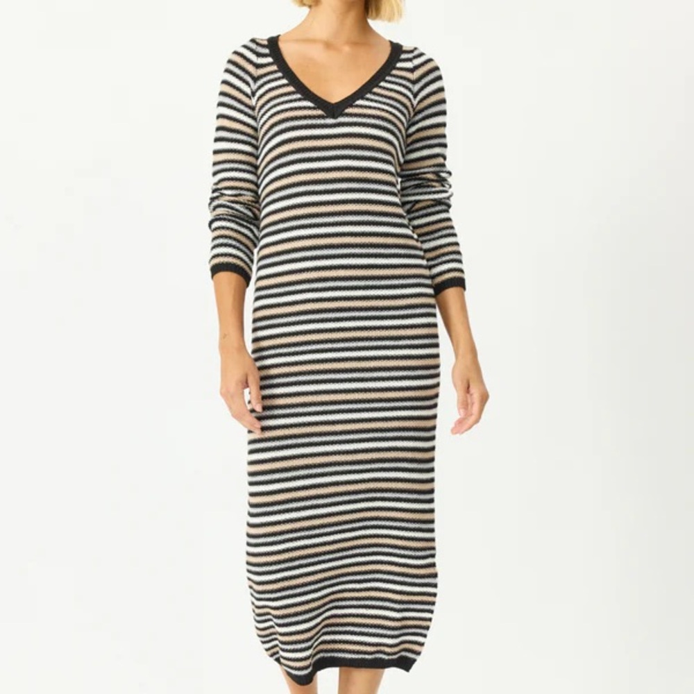 Revolve - Stitches + Stripes Cass Midi Striped Long Sleeve Dress